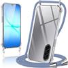 Micnkifo Cover con Cordino per Samsung Galaxy A17, Trasparente Silicone Sottile Morbido Custodia con Regolabile Collana Laccio Tracolla, Antigraffio Antiurto Proteggere Case con Corda, Grigio