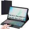 VANKEYPAD Cover per tastiera per Samsung Galaxy Tab A11 Plus 2025/A9 Plus 2023 11: tastiera retrattile 7 colori per Galaxy Tab A11+/A9+ 5G - Tastiere Azerty francese senza fili rimovibile con supporto per