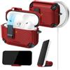 AOOSU Custodia Compatibile con AirPods 3 Pro, Custodia Protettiva per AirPods, Bluetooth Scatola per Cuffie Protettiva, con lucchetto e portachiavi, Coperchio magnetico, Antigraffio-Rosso