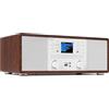 Audizio Avola DAB+/FM/Wi-Fi Radio Internet con Lettore CD, Bluetooth, USB & SD, Sistema Stereo 60W - Sveglia, EQ, Telecomando, Bianco & Legno, Display a Colori Completo