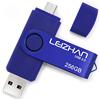 LEIZHAN PenDrive 256GB Chiavetta USB Memoria Stick OTG(On the Go) 2 in 1(Micro USB & USB 2.0) Flash Drive Supporto Telefono Android Tablet PC Blu