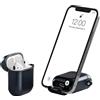 BelTech AirStand - Custodia per AirPods con supporto invisibile per il telefono, compatibile con AirPods serie 1 e 2, custodia antiurto in TPU e PC a protezione totale con moschettone portachiavi (Mezzanotte)