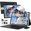 Dghrti Tablet Android 15, 10 Pollici, [30GB RAM 128GB ROM]+TF 2TB Espandibile, 8000mAh, WIFI 5G/ BT5.0/ OTG, Widevine L1, Face ID, Tablets Corpo in Metallo con Mouse, Tastiera, Custodia Protettiva, Nero
