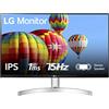 LG 27ML600S Monitor 27 Full HD LED IPS, 1920x1080, 1ms, AMD FreeSync 75Hz, Audio Stereo 10W, 2x HDMI 1.4 (HDCP 1.4), VGA, Uscita Audio, Schermo Antiriflesso, Flicker Safe, Bianco