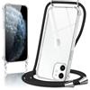 Micnkifo Cover con Cordino per iPhone 11 Pro, Trasparente Silicone Sottile Morbido Custodia con Regolabile Collana Laccio Tracolla, Antigraffio Antiurto Proteggere Case con Corda, Nero