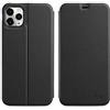 doupi Deluxe FlipCase per iPhone 11 PRO Max (6,5 Pollici), Protezione Custodia Ultra Slim Magnete Flip Cover Protettiva Book Style Etui Stare in Piedi Case, Nero