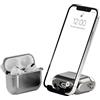 BelTech AirStand - Custodia per AirPods Pro con supporto invisibile per il telefono, compatibile con AirPods Pro, custodia antiurto TPU e PC a protezione totale con moschettone portachiavi (D'argento)