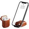 BelTech AirStand - Custodia per AirPods con supporto invisibile per il telefono, compatibile con AirPods serie 1 e 2, custodia antiurto in TPU e PC a protezione totale con moschettone portachiavi