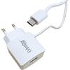 EXTRASTAR CMJT24V8W - Caricatore mobile USB 5 V/2,1 A con cavo micro USB, colore: Bianco