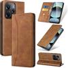 Phoona Cover per Xiaomi Redmi Note 14 5G (Non per 4G) con Vetro Temperato, Custodia Portafoglio Pelle PU Alta Qualità [Blocco Rfid][Magnetica][Porta Carte][Funzione Supporto] Libro Case Marrone