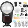 Godox V1-N TTL Round Head Camera Flash Kit,Flash Speedlight 2.4G 1/8000 HSS Speedlite 76W con batteria 3000mAh e accessori GODOX AK-R1,Speedlight Round Head compatibile con fotocamera DSLR Nikon