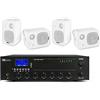 Compaq IMPIANTO AUDIO FILODIFFUSIONE LOCALI 100Watt+ 4 Altoparlanti+Bluetooth+100Mt Cavo