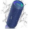 RIENOK Cassa Bluetooth Potente Portatile 30W IPX7 Impermeabile Speaker Bluetooth, Bassi Potenti, Vero Stereo Senza Fili, Luce LED, AUX & Micro SD, Ricaricabile Tipo-C, Blu