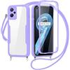 FERLAN Cover per Realme 9 Pro Plus con Cordino, 360 Gradi Antiurto Custodia con Protezione Schermo Integrata Trasparente Rugged TPU Bumper Doppia Protettiva Cover per Realme 9 Pro Plus -Viola