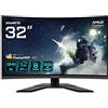 Gigabyte G32QC A 31.5 Monitor da Gioco Curvo QHD - 2560 x 1440, 1500R, 165Hz, 1ms, 350 cd/m², FreeSync Premium Pro, Display HDR400, HDMI 2.0, Displayport 1.2