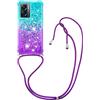 YAMCCCSE Custodia per Oppo A57 4G/Oppo A57S 4G/Oppo A77 5G con Cordino, Glitter Bling Liquido Cover Sparkly TPU Silicone Protettivo Morbido Brillantini Quicksand Cellulare Custodie con Cordoncino Case