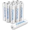 POWEROWL Batterie Ricaricabili AAA, POWEROWL Capacità Elevata Pre-carica Ni-MH Bassa autoscarica AAA Ricaricabili Pile 1000mAh Ministilo 1,2V 1200 Cicli (12 Pezzi)