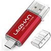 LEIZHAN Type C USB Flash Drive 512GB OTG(On the Go) 2 in 1 USB 3.0 & Type-C Flash Drive Pen Drive For Type-C Android Smart Phone and MacBook - Red