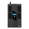 NJOY Token 800 UPS Gruppo di Continuità 800VA 480W | 8 Prese Schuko | Tecnologia Line Interactive AVR | Caricatore USB 2.1A | Display LCD | Software PC Incluso | Protezione Blackout per PC Router NAS