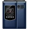 HAMTOD Telefono Cellulare a Conchiglia 4G per Anziani, Doppio Display (2.8 Interno + 1.77 Esterno), Dual SIM, Batteria 1500mAh , Tasti Grandi, Radio FM Senza Cuffie, Chiamate VoLTE, Ideale per Regalo （blu）