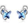 AOBOCO Orecchini a farfalla in argento 925 Donna Orecchini a farfalla per ragazze bambini (blu)