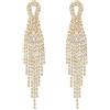 COOLSTEELANDBEYOND Scintillante Nozze Sposa Nuziali Festa Ballo Strass Nappa Lunga Grande Colore Oro Statement Dichiarazione Orecchini