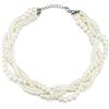 COOLSTEELANDBEYOND Moda Statement Collana Multi Strati Intrecciato Bianco Perla Catena Girocollo Choker