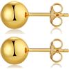 Miaofu Orecchini Oro Sfera Perno per Donne Argento Sterling 925 8mm