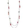 BULINLIN Collana multifilo in argento con pietre naturali per donna, con perle incastonate, gioielli in argento per costume, regalo per la festa della mamma, regalo per lei, 92 cm, Pietra Resina Vetro
