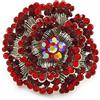 Avalaya Grande anello a forma di fiore a strati con cristalli rosso/bordeaux/argento/40 mm D/misura 7/8/regolabile