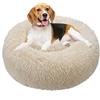 TAMOWA Cuccia per Gatti Letto per Cani Rotondo, Peluche Ciambella per Animali Domestici, Cuscino Rotondo in Morbido Peluche per Gatti e Cani di Piccolo Media Taglia, 80CM, Beige