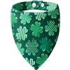 ICEMOOD Bandana cane San Patrizio Quadrifoglio pois verde scuro - Sciarpa con bottone, accessori cani festa irlandese, taglia piccola e media (3-15kg)