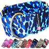 Woofpetshop® Collar Martingale, Collare per Cane Piccolo, Medio, Grande, Collare per Cane Ideale per Galgo e Podenco (5cm - Taglia L (44~58cm), Leopard Blue)