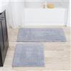 Lavish Home 2-Piece Cotton Bathroom Mat Set Set di 2 tappetini da Bagno in Cotone, Argento, 35x22x0.5, 2 unità