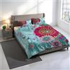 Italian Bed Linen Parure Copripiumino Stampa Digitale KIOSA, 100% cotone Made in Italy, Set Copripiumino Letto Matrimoniale Sacco Piumino 250x200cm+2 federe 50x80cm - KIO655