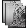Americanflat Cornice 40x50 cm Nere - Set di 3 Cornici 50x40 cm per Foto con Bordo Sottile Nero e Pannello Protettivo in Plastica - con Ganci Integrati sul Retro per Appenderle
