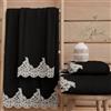 PETTI Artigiani Italiani - Asciugamani Bagno in 100% Spugna di Cotone, Set Asciugamani 1+1, 2 Pezzi 1 Asciugamano Viso e 1 Asciugamano Mani, Nero