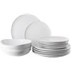 Rosenthal Junto Weiss - Set di stoviglie da 18 pezzi, per 6 persone, servizio combinato in porcellana, stoviglie moderne, colore: bianco
