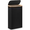 Merkisa Cesto portabiancheria sottile da 60 l, con coperchio, alto per biancheria, con manico in bambù, per giocattoli, asciugamani, vestiti, colore: nero