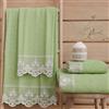 PETTI Artigiani Italiani - Asciugamani Bagno in 100% Spugna di Cotone, Set Asciugamani 1+1, 2 Pezzi 1 Asciugamano Viso e 1 Asciugamano Mani, Verde Salvia