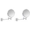 Amazon Basics Rotondo Specchio cosmetico da parete, ingrandimento 1x/5x, Cromo, 15.2 x 1.18 cm (Confezione da 2)
