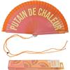 Fisura - Ventaglio originale con messaggio "P*tain de chaleur". Design moderno e colorato reversibile in legno. Ventilatore a mano sfumato rosa arancio. Gancio incluso. 42,5 x 23 cm