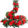 LESING Rose ghirlande artificiali di rose, 4 ghirlande di fiori in seta finta, con piante verdi da appendere, per casa, ufficio, decorazione da giardino (rosso)