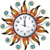 HOBYLUBY Sun - Orologio da parete per esterni con termometro e igrometro, silenzioso, senza ticchettio, orologio al quarzo impermeabile per terrazza, soggiorno, cucina, giardino, 33 cm