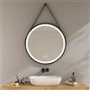 EMKE Specchio da bagno con illuminazione, rotondo, 70 cm, 3 colori di luce | Specchio da bagno con cornice nera, funzione di memoria, interruttore touch, spegnimento automatico per 3 ore