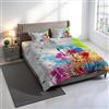 Italian Bed Linen Parure Copripiumino Stampa Digitale KIOSA, 100% cotone Made in Italy, Set Copripiumino Letto Matrimoniale Sacco Piumino 250x200cm+2 federe 50x80cm - KIO627