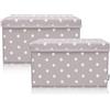 LIFENEY Set di 2 contenitori per bambini (37 x 25 x 21 cm), cestino portaoggetti per cameretta dei bambini e salotto (stella grigio chiaro)