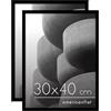 Americanflat Cornice Foto 30x40 cm Nere - Set di 2 Cornici 40x30 cm con Bordo Sottile e Pannello Protettivo in Plastica - Portafoto con Ganci Seghettati Integrati per Pareti