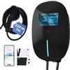 YU YUSING Colonnina Ricarica Auto Elettrica 22 KW, 7M Cavo Ricarica Auto Elettrica Tipo 2, 6-32A Wallbox Trifase, Carichino Auto elettrica con Schuko, Contro App, LCD Digitale e Supporto, IP65, Nero