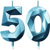Deratta Candele Compleanno Candela Numero 50 Decorazioni Torta Compleanno Candeline Compleanno Blu Candele per Feste Candelina 50 anni Donna Uomo